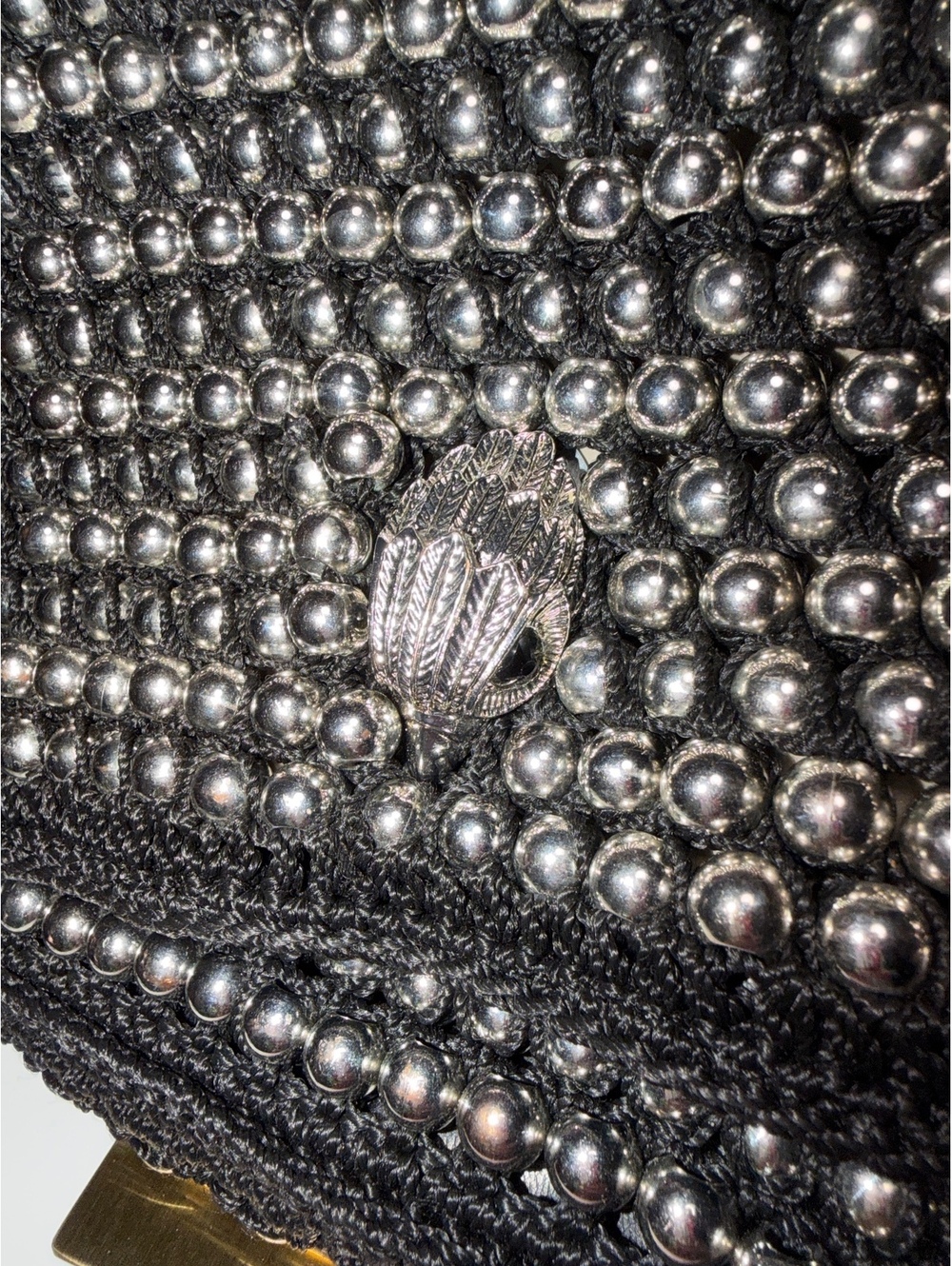 Kurt Geiger Black Crochet Bag with Silver Bead Embellishments EUC - Picture 7 of 10